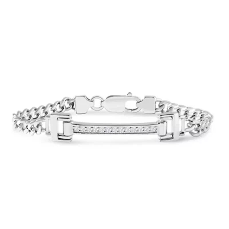 Lab Created Mens Emanuele 1/3 Carat Lab Grown Diamond Bracelet In Sterling Silver, 8 Inches