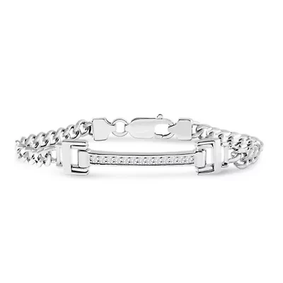 Lab Created Mens Emanuele 1/3 Carat Lab Grown Diamond Bracelet In Sterling Silver, 8 Inches