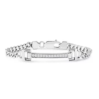 Lab Created Mens Emanuele 1/3 Carat Lab Grown Diamond Bracelet In Sterling Silver, 8 Inches