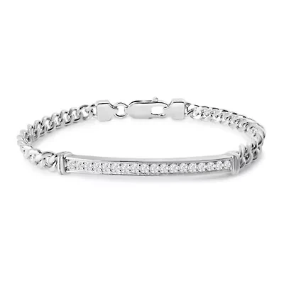 Lab Created Mens Domenico 1/2 Carat Lab Grown Diamond Bracelet In Sterling Silver, 8 Inches