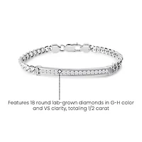 Lab Created Mens Domenico 1/2 Carat Lab Grown Diamond Bracelet In Sterling Silver, 8 Inches