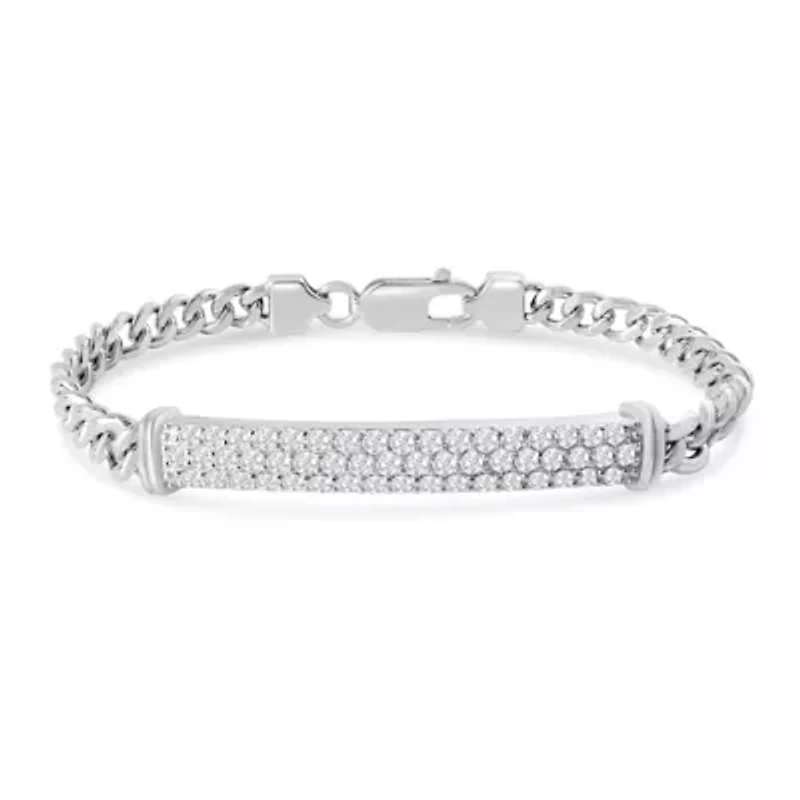 Lab Created Mens Giuseppe 1 1/2 Carat Lab Grown Diamond Bracelet In Sterling Silver, 8 Inches