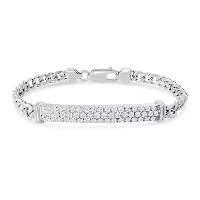 Lab Created Mens Giuseppe 1 1/2 Carat Lab Grown Diamond Bracelet In Sterling Silver, 8 Inches