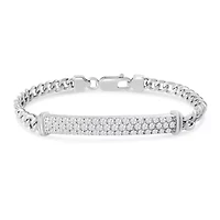 Lab Created Mens Giuseppe 1 1/2 Carat Lab Grown Diamond Bracelet In Sterling Silver, 8 Inches