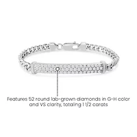 Lab Created Mens Giuseppe 1 1/2 Carat Lab Grown Diamond Bracelet In Sterling Silver, 8 Inches