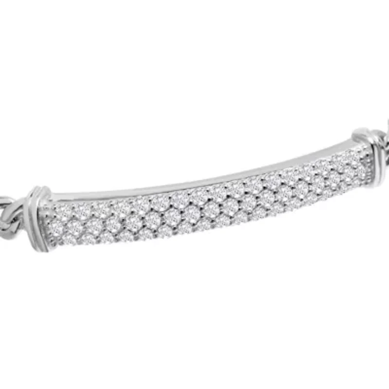 Lab Created Mens Giuseppe 1 1/2 Carat Lab Grown Diamond Bracelet In Sterling Silver, 8 Inches