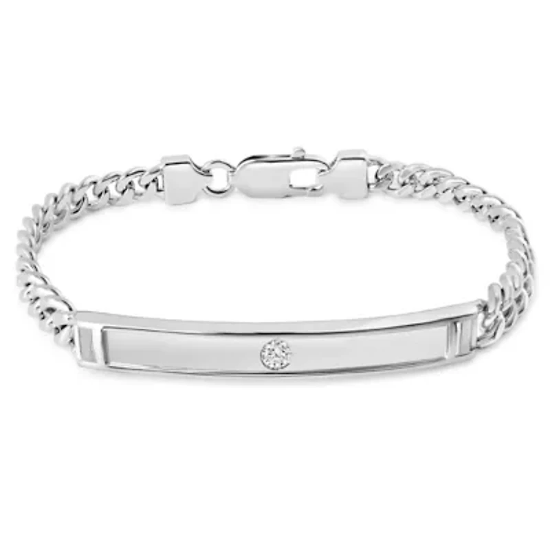 Lab Created Mens Carlo 1/10 Carat Lab Grown Diamond Bracelet In Sterling Silver, 8 Inches