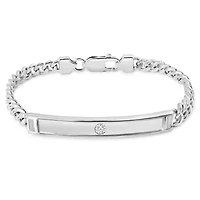 Lab Created Mens Carlo 1/10 Carat Lab Grown Diamond Bracelet In Sterling Silver, 8 Inches