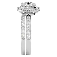 Lab Created Carat Halo Grown Diamond Bridal Set Sterling Silver