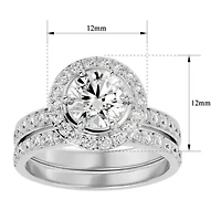 Lab Created Carat Halo Grown Diamond Bridal Set Sterling Silver