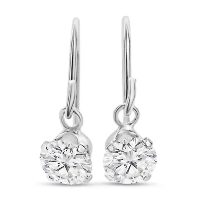 1 Carat Moissanite Drop Earrings In Sterling Silver, 1/2 Inch