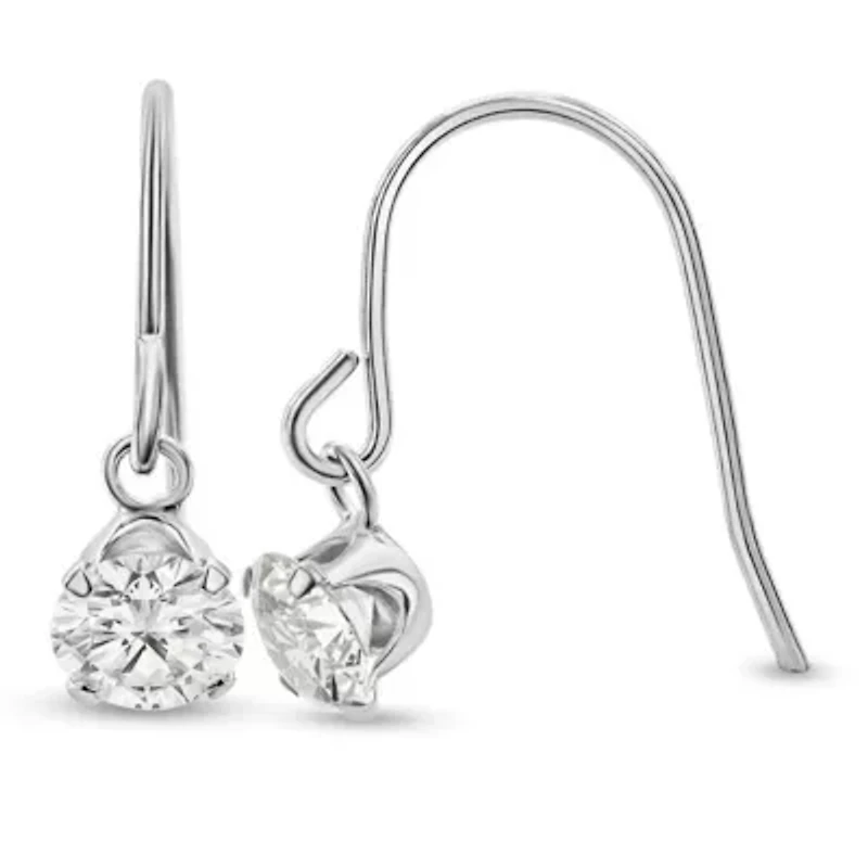 1 Carat Moissanite Drop Earrings In Sterling Silver, 1/2 Inch
