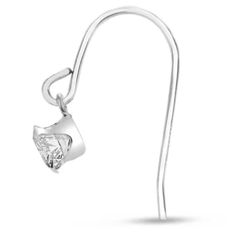 1 Carat Moissanite Drop Earrings In Sterling Silver, 1/2 Inch