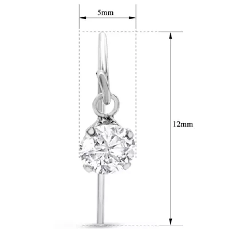 1 Carat Moissanite Drop Earrings In Sterling Silver, 1/2 Inch