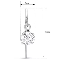 1 Carat Moissanite Drop Earrings In Sterling Silver, 1/2 Inch
