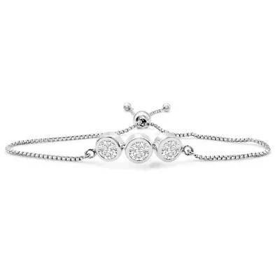 Lab Created Carat Lab Grown Diamond Bolo Bracelet In Sterling Silver