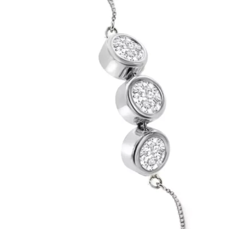 Lab Created Carat Lab Grown Diamond Bolo Bracelet In Sterling Silver