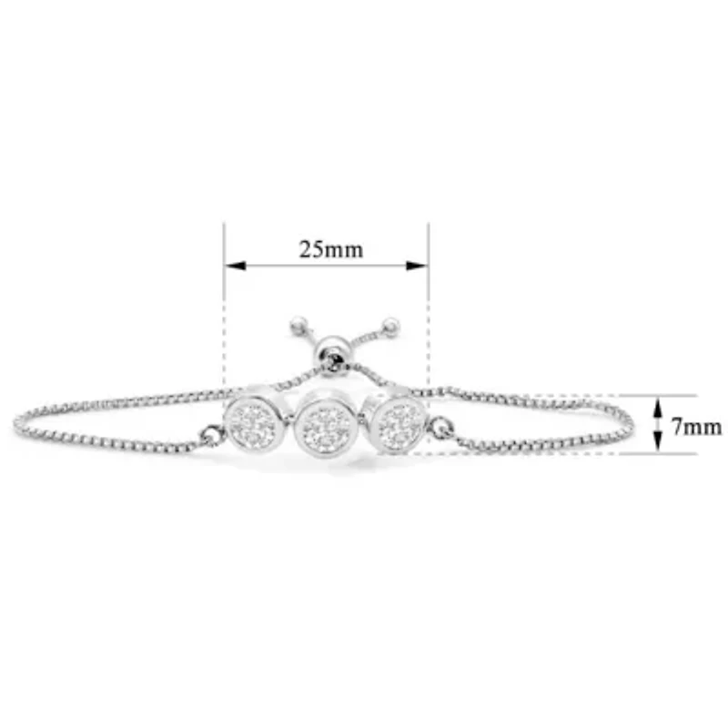 Lab Created Carat Lab Grown Diamond Bolo Bracelet In Sterling Silver