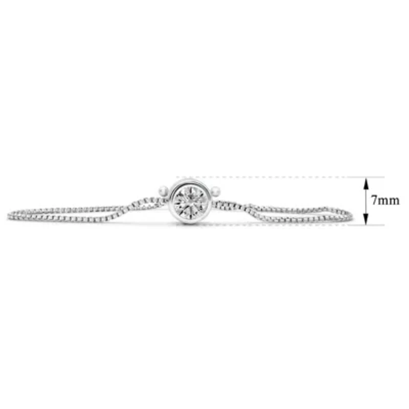 Lab Created 1 Carat Lab Grown Diamond Bolo Bracelet In Sterling Silver, Adjustable 6-9 Inches