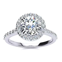 Lab Created Carat Halo Grown Diamond Engagement Ring Sterling Silver