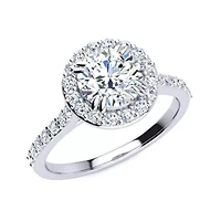 Lab Created Carat Halo Grown Diamond Engagement Ring Sterling Silver