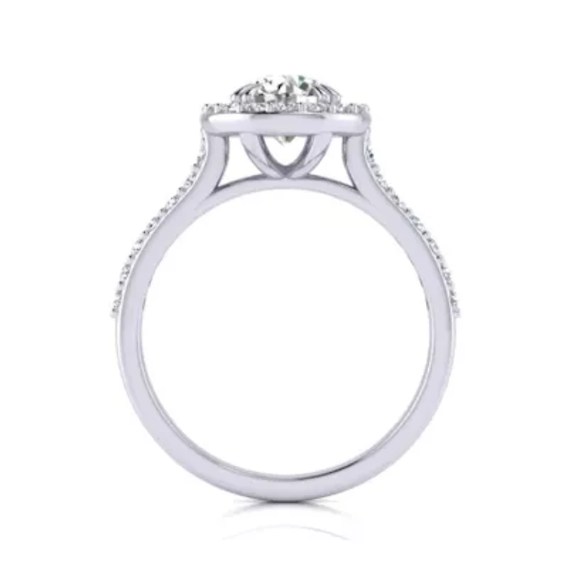 Lab Created Carat Halo Grown Diamond Engagement Ring Sterling Silver