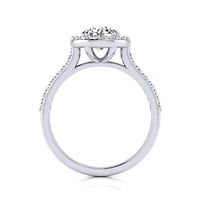 Lab Created Carat Halo Grown Diamond Engagement Ring Sterling Silver