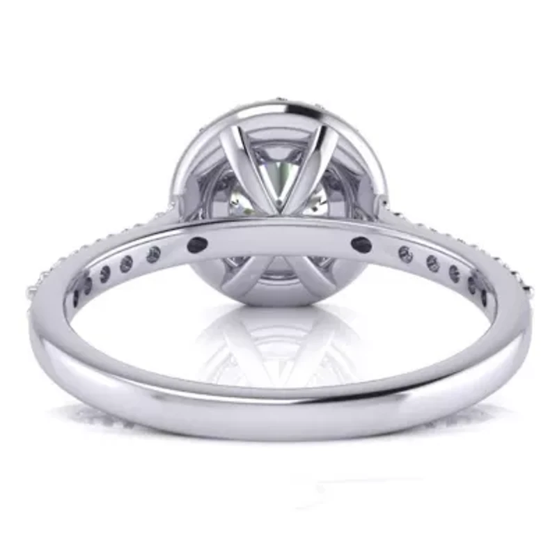 Lab Created Carat Halo Grown Diamond Engagement Ring Sterling Silver