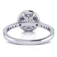 Lab Created Carat Halo Grown Diamond Engagement Ring Sterling Silver