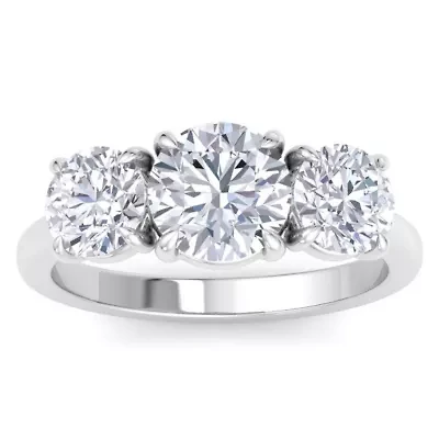 Lab Created Carat Grown Diamond Three Stone Engagement Ring Sterling Silver
