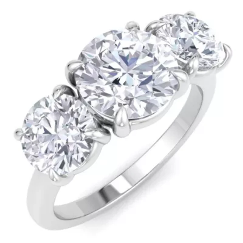 Lab Created Carat Grown Diamond Three Stone Engagement Ring Sterling Silver