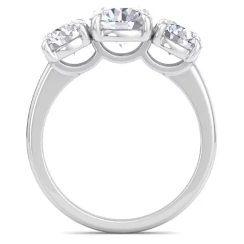 Lab Created Carat Grown Diamond Three Stone Engagement Ring Sterling Silver
