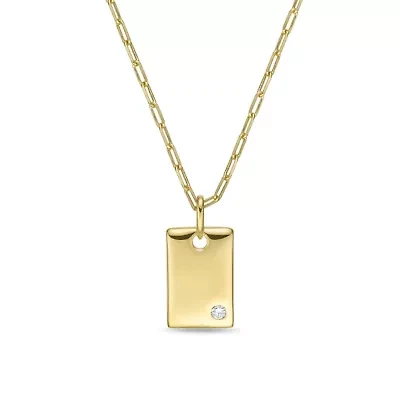 Lab Created 18k Gold Plated Sterling Silver 1/10 ct. t.w. Lab Grown Diamond Dog Tag Pendant Necklace