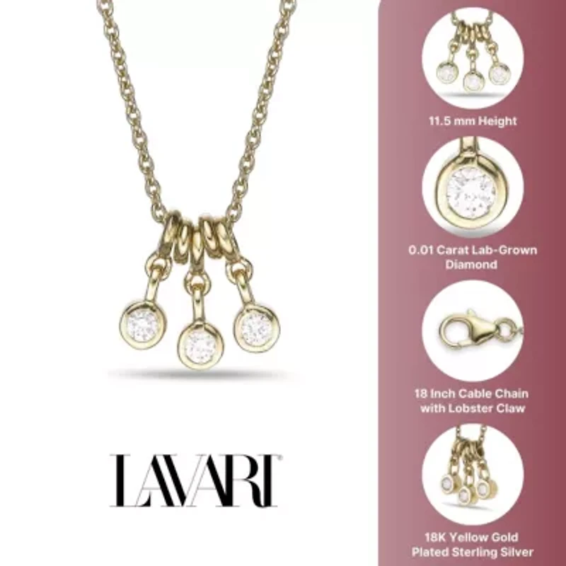 Lab Created 18k Gold Plated Sterling Silver Lab Grown Diamond Accent Dangling Pendant Necklace