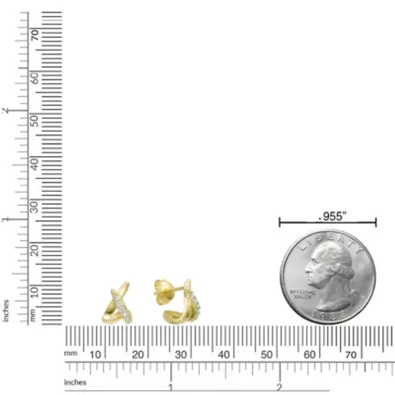 Lab Created 18k Gold Plated Silver 1/6 CTTW Lab Grown Diamond Dangle Toggle Earrings