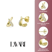 Lab Created 18k Gold Plated Silver 1/6 CTTW Lab Grown Diamond Dangle Toggle Earrings