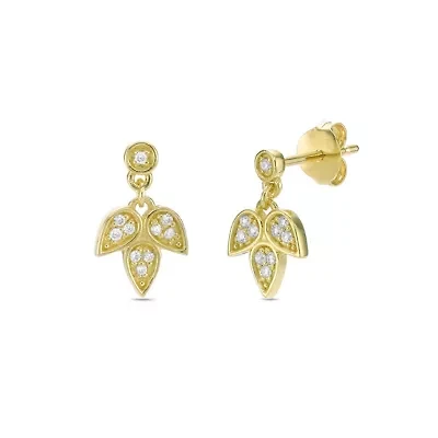 Lab Created 18k Gold Plated Silver Lab Grown Diamond Accent Dangle Earrings