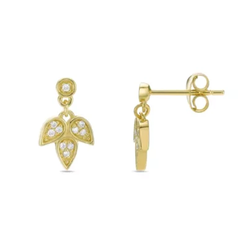 Lab Created 18k Gold Plated Silver Lab Grown Diamond Accent Dangle Earrings