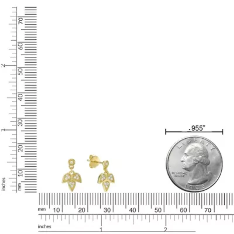 Lab Created 18k Gold Plated Silver Lab Grown Diamond Accent Dangle Earrings