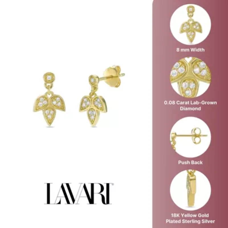 Lab Created 18k Gold Plated Silver Lab Grown Diamond Accent Dangle Earrings
