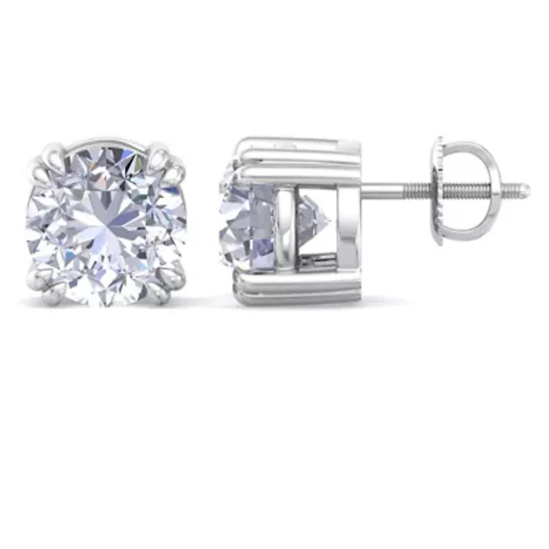 Lab Created Carat Lab Grown Diamond Stud Earrings In Sterling Silver