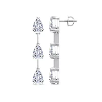 Lab Created Carat Pear Shape Lab Grown Diamond Drop Earrings In Sterling Silver