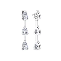 Lab Created Carat Pear Shape Lab Grown Diamond Drop Earrings In Sterling Silver