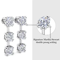 Lab Created 3 Carat Round Shape Lab Grown Diamond Drop Earrings In Sterling Silver