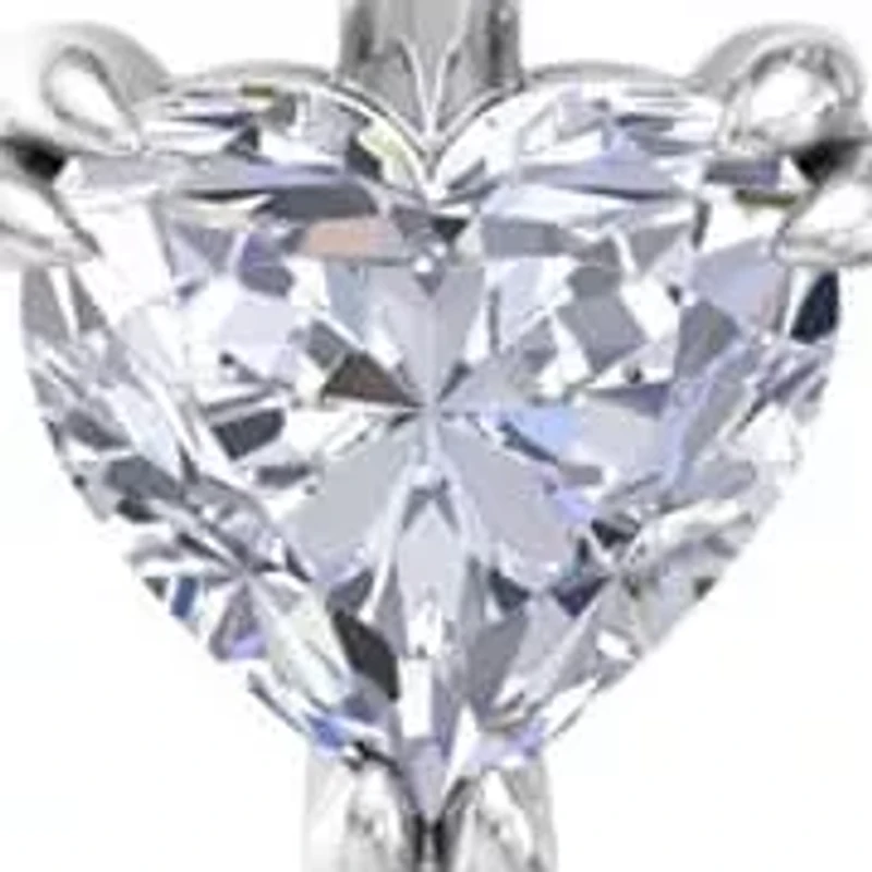 Lab Created Carat Heart Shape Lab Grown Diamond Drop Earrings In Sterling Silver