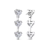 Lab Created Carat Heart Shape Lab Grown Diamond Drop Earrings In Sterling Silver