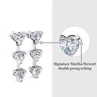 Lab Created Carat Heart Shape Lab Grown Diamond Drop Earrings In Sterling Silver