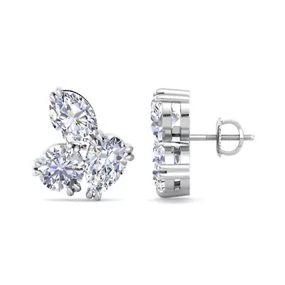 Lab Created 3 Carat Lab Grown Diamond Cluster Stud Earrings In Sterling Silver