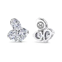 Lab Created 3 Carat Lab Grown Diamond Cluster Stud Earrings In Sterling Silver