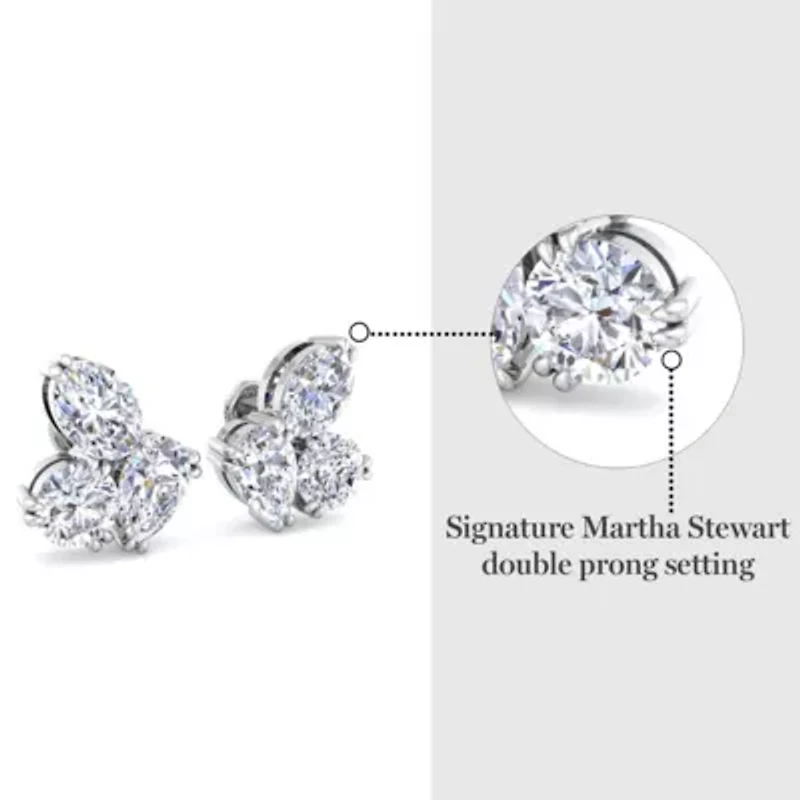Lab Created 3 Carat Lab Grown Diamond Cluster Stud Earrings In Sterling Silver